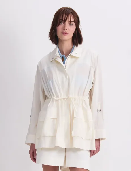 Sportscraft Lyocell Rich Funnel Neck Zip Up Windcheater Cream