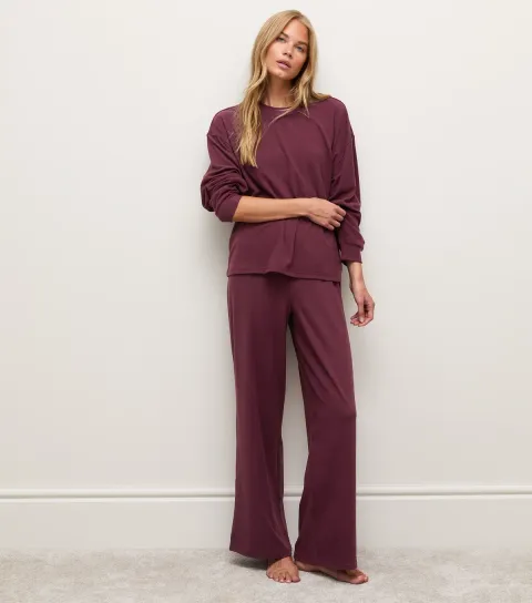 New Look Women's Burgundy Wide Leg Joggers