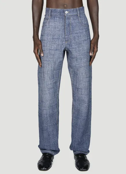Texture Denim Print Pants