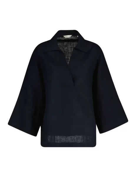 Gant Pure Linen Popover Blouse Black