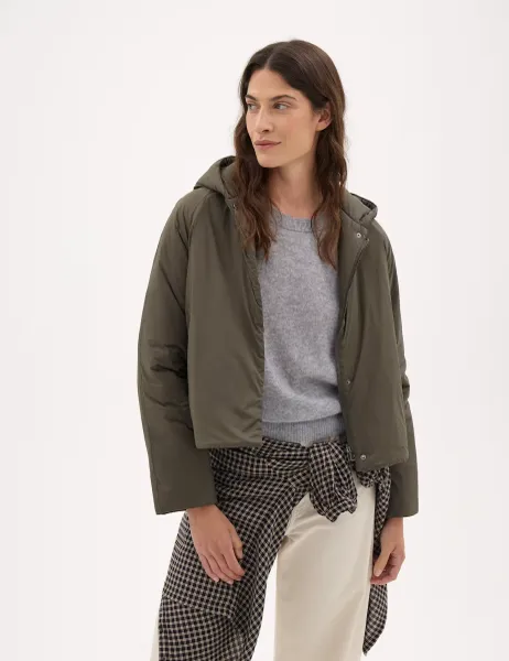 HUSH Hooded Long Sleeve Padded Jacket Dark Khaki