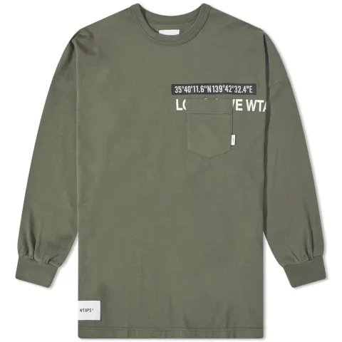 Long Sleeve WTUBE Print Pocket T-Shirt