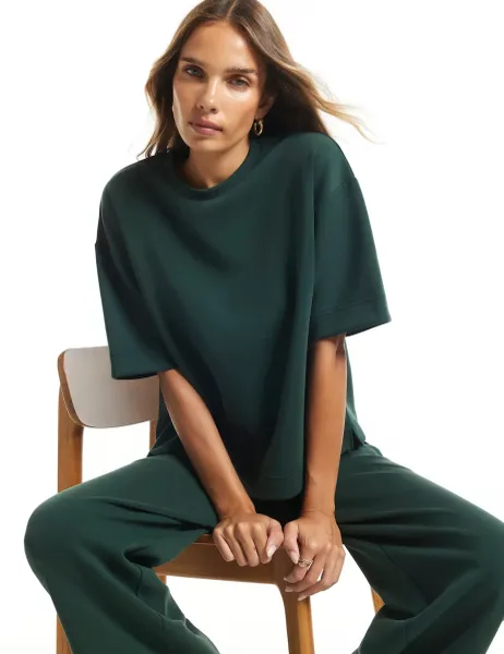 River Island Soft Touch Crew Neck T-Shirt Green