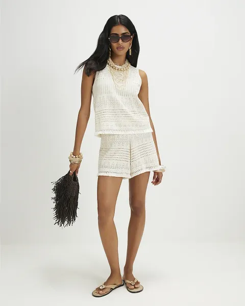 River Island Crochet Fringe Hem Shorts