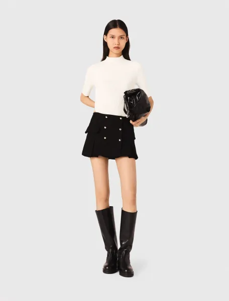 Cotton and silk ribbed top