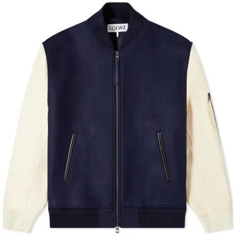 Leather Sleeve Bomber Jacket
