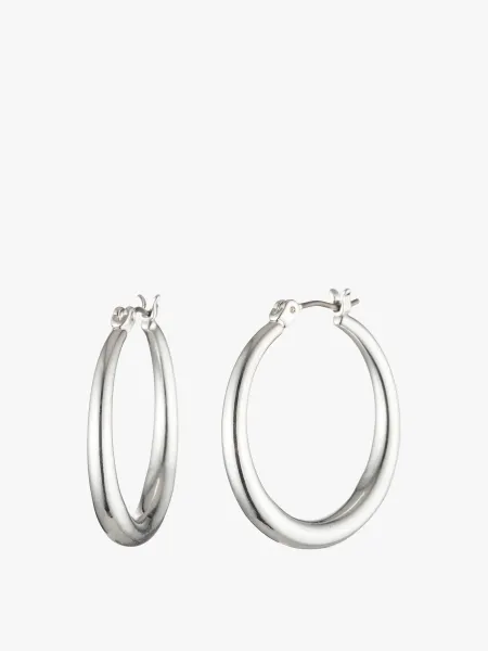 Lauren Ralph Lauren Silver Tone Gradual Hoop Earrings