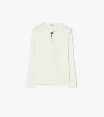 Long-sleeve Cotton top in Chalk