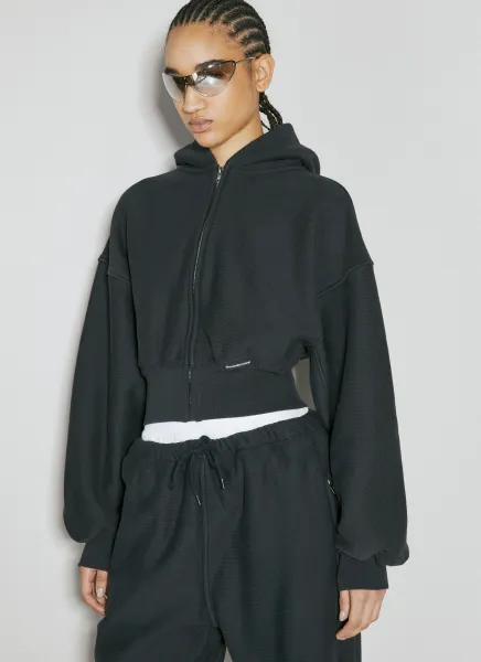 Cropped Zip-Up Hooded Sweatshirt