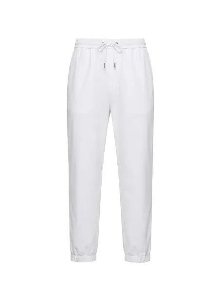 Men Striped Stretch Jogging Pants Ivory