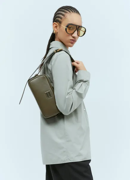 Logo Plaque Leather Shoulder Bag