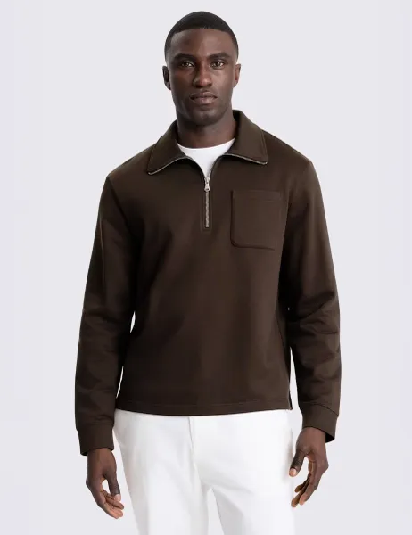 Moss Pure Cotton Quarter Zip Sweatshirt