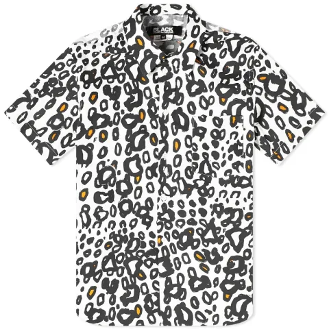 Comme des Garcons Black Leopard Print Short Sleeve Shirt