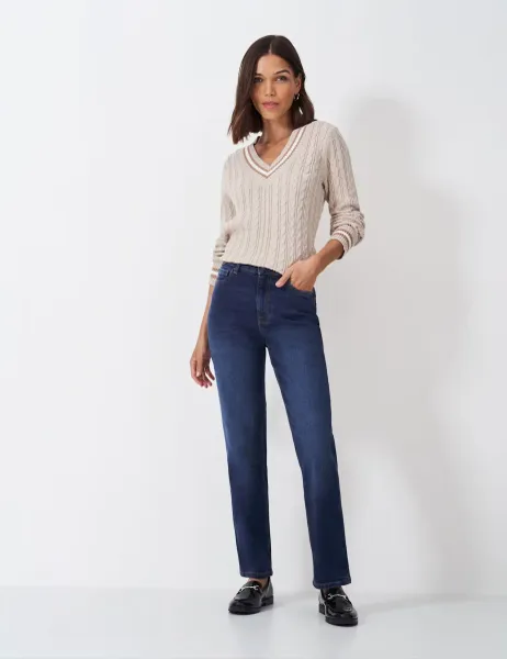 Mid Rise Straight Leg Jeans Medium Blue