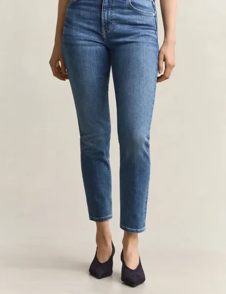 Gant Mid Rise Slim Fit Cropped Jeans Blue