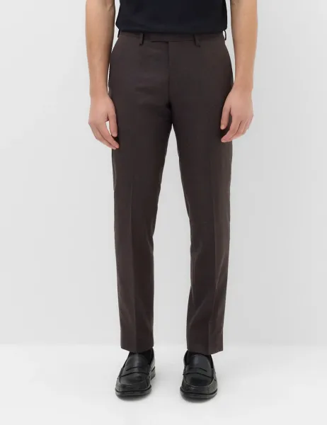 Marks & Spencer Regular Fit Wool Rich Tweed Check Suit Trousers Bordeaux