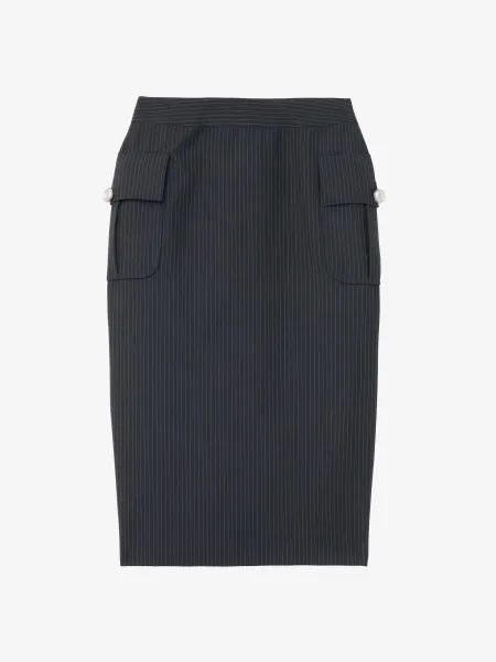 Pinstriped Pencil Skirt