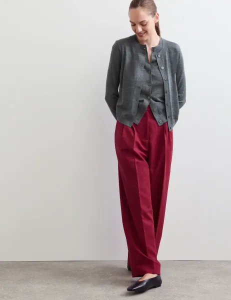 Jaeger Wool with Cashmere Button Front Cardigan Grey