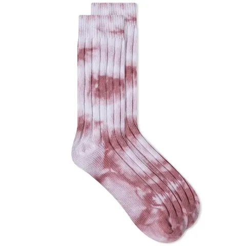 Dyed Ribbed Crew Socks