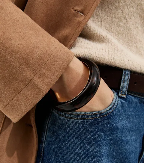 Brown Resin Tortoiseshell Chunky Bangle