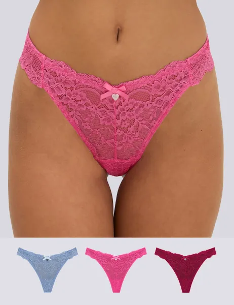 Boux Avenue 3 Pack Pure Cotton Thongs Multi