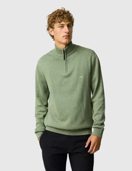 Rodd & Gunn Merrick Bay Pure Cotton Half Zip Jumper Green