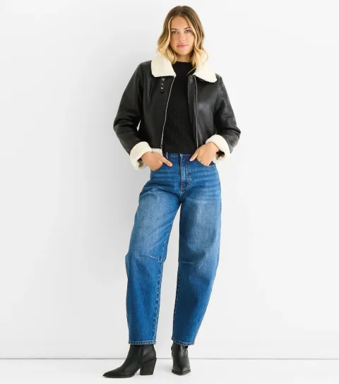 Gini London Women's Black Faux Shearling Jacket