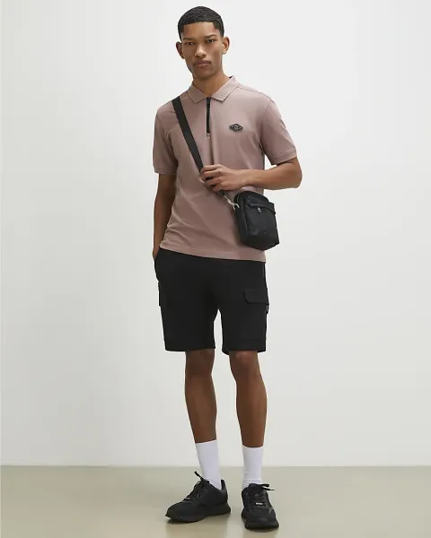 River Island Slim Fit Pique Badge Polo Shirt