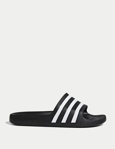 Adidas Adilette Aqua Striped Sliders Black