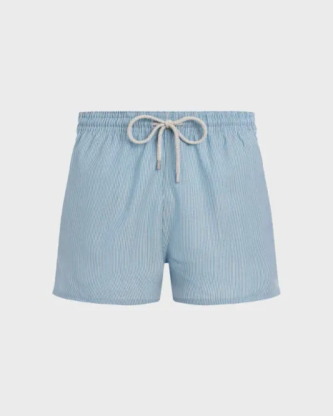 Men Ultrafine Wool Swim Shorts Micro Rayures Tailoring