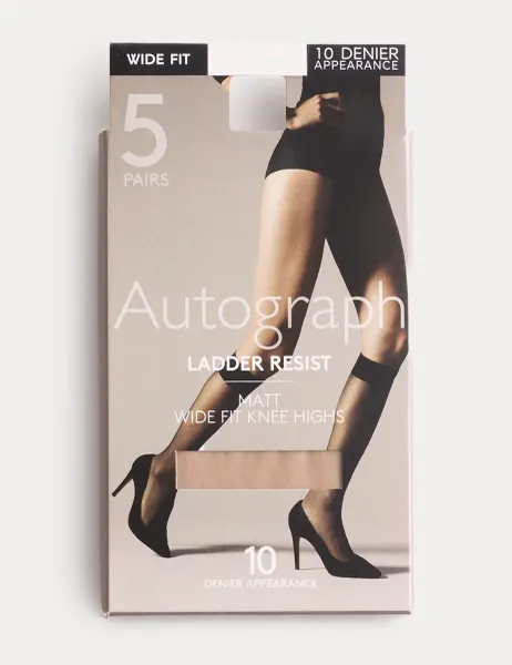 Autograph 5pk 10 Denier Ladder Resist Matt Knee Highs Rose Quartz