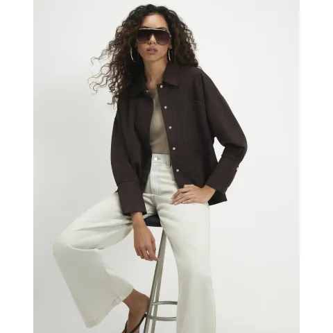 River Island Faux Suede Long Sleeve Overshirt