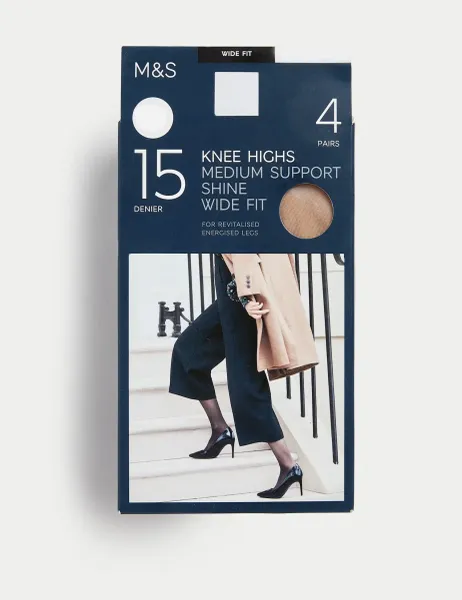 Marks & Spencer 4pk 15 Denier Medium Support Knee Highs Rose Quartz