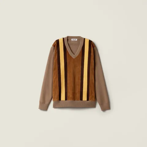 Wool and suede sweater