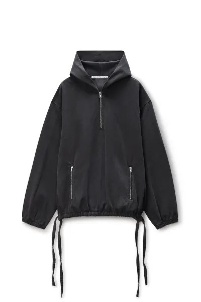 Grey Half-Zip Cotton Hoodie