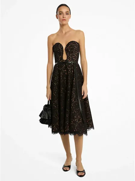 Corded Floral Lace Bustier Dress