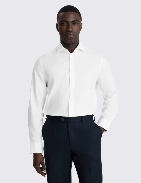 Moss Tailored Fit Non Iron Pure Cotton Oxford Shirt White