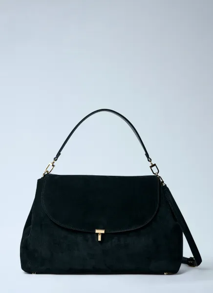 T-Lock Suede Satchel Bag
