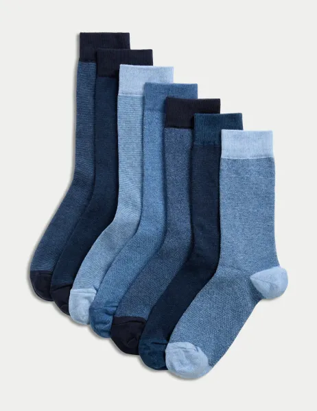 Marks & Spencer 7 Pack Cool & Fresh Cotton Rich Socks Denim Mix
