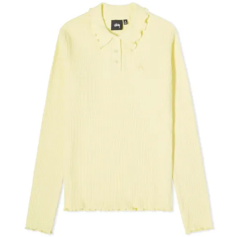 Lettuce Collar Long Sleeve Polo Top