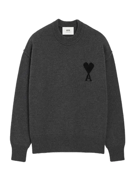 AMI Wool Crewneck Sweater Grey/Black