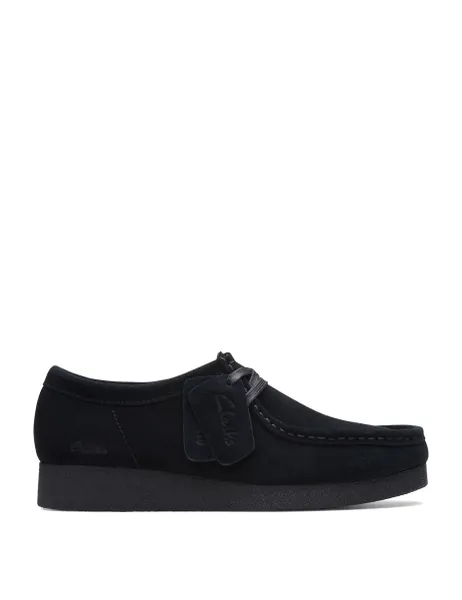 Clarks Wallabee Suede Flatform Shoes Black