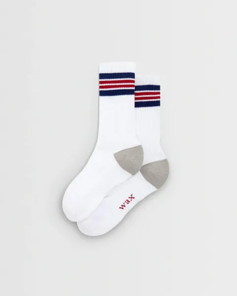 Thorpe - White and Red Branded Stripe Socks