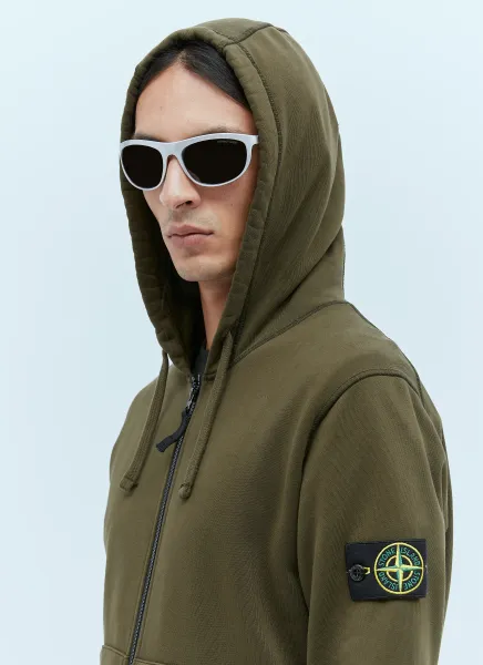 Zip-Up Compass Patch Hooded Sweatshirt