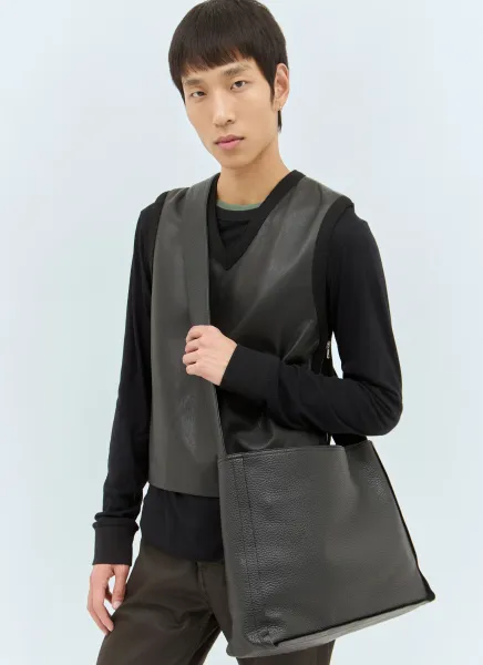 Pebble-Grain Leather Crossbody Bag
