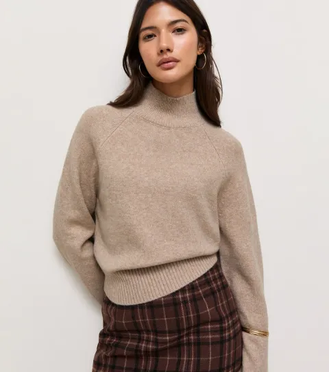 New Look Women's Oatmeal Stand Neck Knitted Jumper