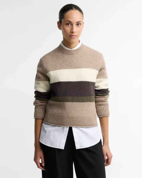BARBOUR Wrenwood Striped Wool Crewn Neck Jumper