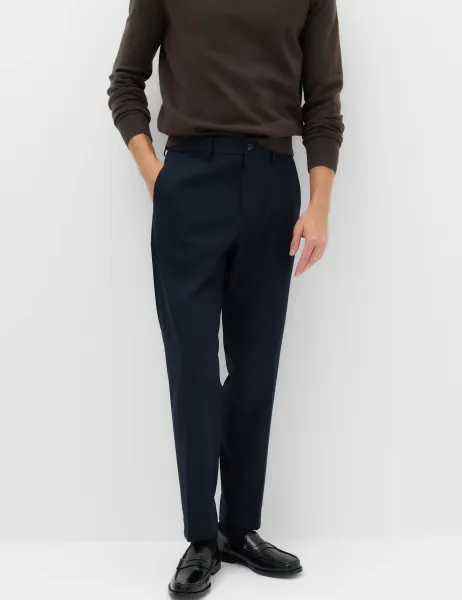 Marks & Spencer Tailored Fit Flannel Smart Trousers Navy