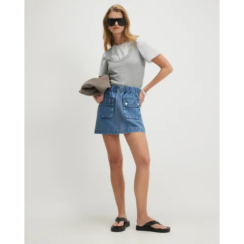River Island Utility Denim Mini Skirt