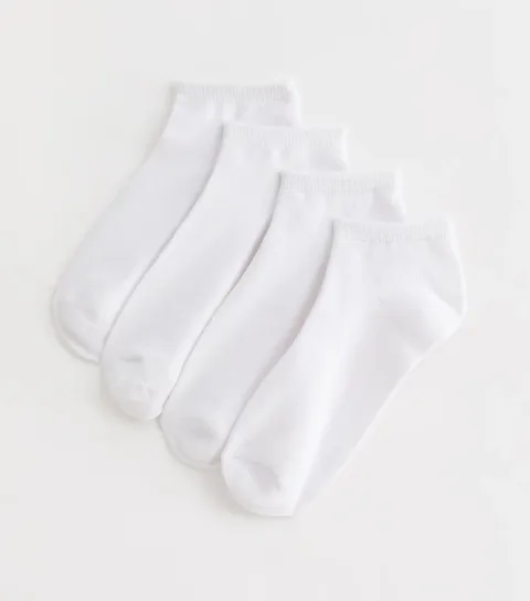 4 Pack of White Trainer Socks